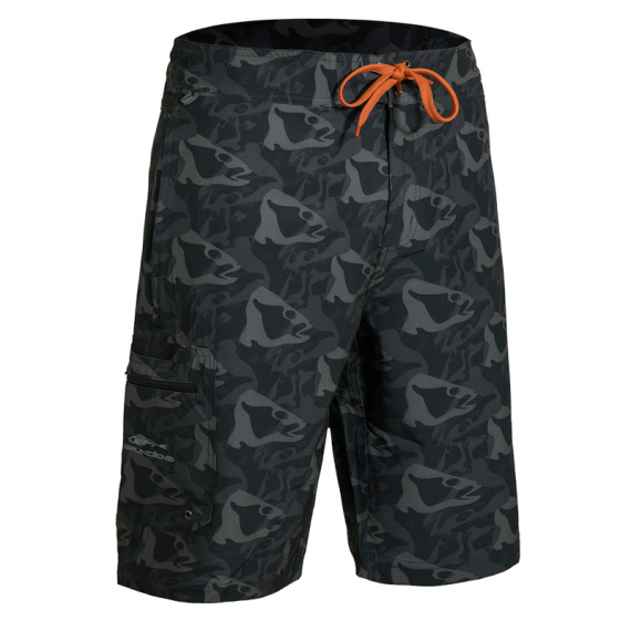 Grundéns Fish Head Board Shorts, Black Fish Camo i gruppen Beklædning og fodtøj / Beklædning / Bukser hos Sportfiskeprylar.se (40008-968-5030r)