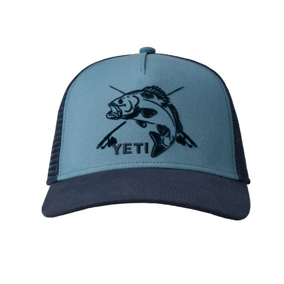 Yeti Fishing Bass 5 Panel Bow Fit Trucker Deep Blue/Navy i gruppen Beklædning og fodtøj / Kasketter og hovedbeklædning / Kasketter / Trucker caps hos Sportfiskeprylar.se (H020B)