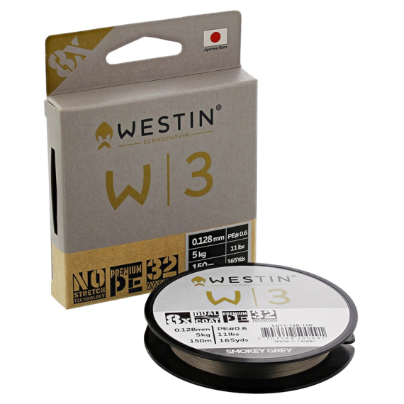 Westin W3 8 Braid 150m/165yds Smokey Grey i gruppen Snøre / Multifilament hos Sportfiskeprylar.se (L011-080-150r)