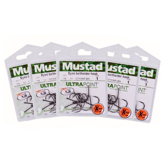 Mustad Eyed Baitholder Hook Pack x5 i gruppen Kroge og endegrej / Kroge / Specimen kroge hos Sportfiskeprylar.se (MUSTADEYEDBAITHOLDERPACK)