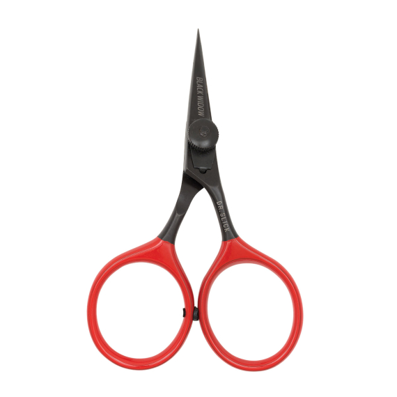 DR Slick SR4BW Black Widow All Purpose Razor Scissor 4\'\' Bent Shaft Black and Red i gruppen Udstyr og tilbehør / Tænger og sakse / Snøreklippere og sakse hos Sportfiskeprylar.se (NFD9320-SR4BW)