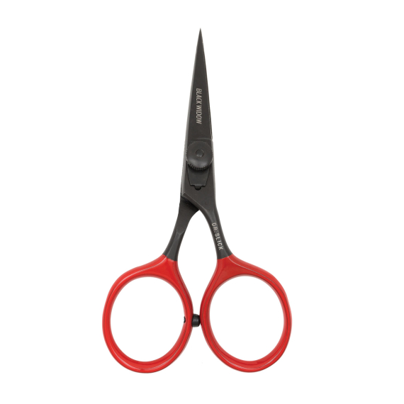 DR Slick SR45BW Black Widow Hair Razor Scissor 4-1/2\'\' Bent Shaft Black and Red i gruppen Udstyr og tilbehør / Tænger og sakse / Snøreklippere og sakse hos Sportfiskeprylar.se (NFD9321-SR45BW)