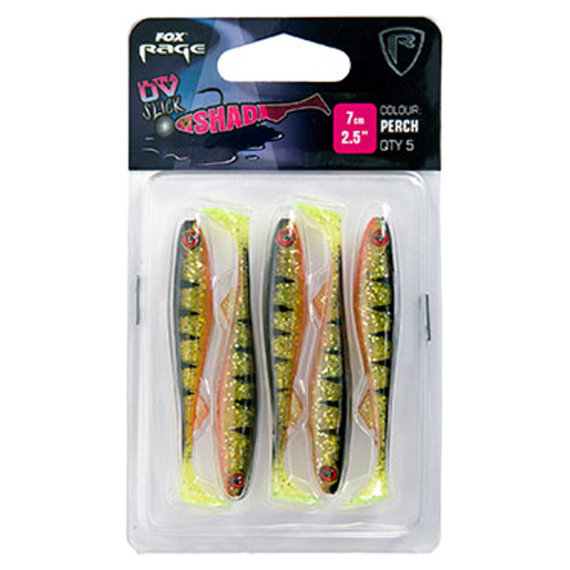 Fox Rage Slick Shad Ultra UV 7 cm 5-pack i gruppen Madding / Softbaits / Aborre softbaits og sandard softbaits hos Sportfiskeprylar.se (NSC028r)