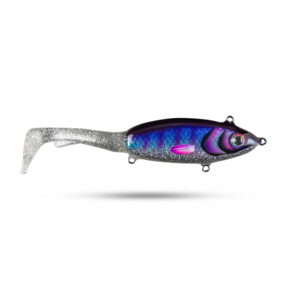 Pineslope Lures Goujon XL Slow Sink 25cm, 130g - Blue/Silver Glitter i gruppen Madding / Håndlavede agn / Håndlavede tailbaits hos Sportfiskeprylar.se (PSLGXLSS23-4)