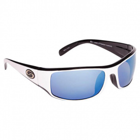 Strike King S11 Optics Okeechobee Wht/Black Frame, Wht/Blue Mirror Gray Base Lens