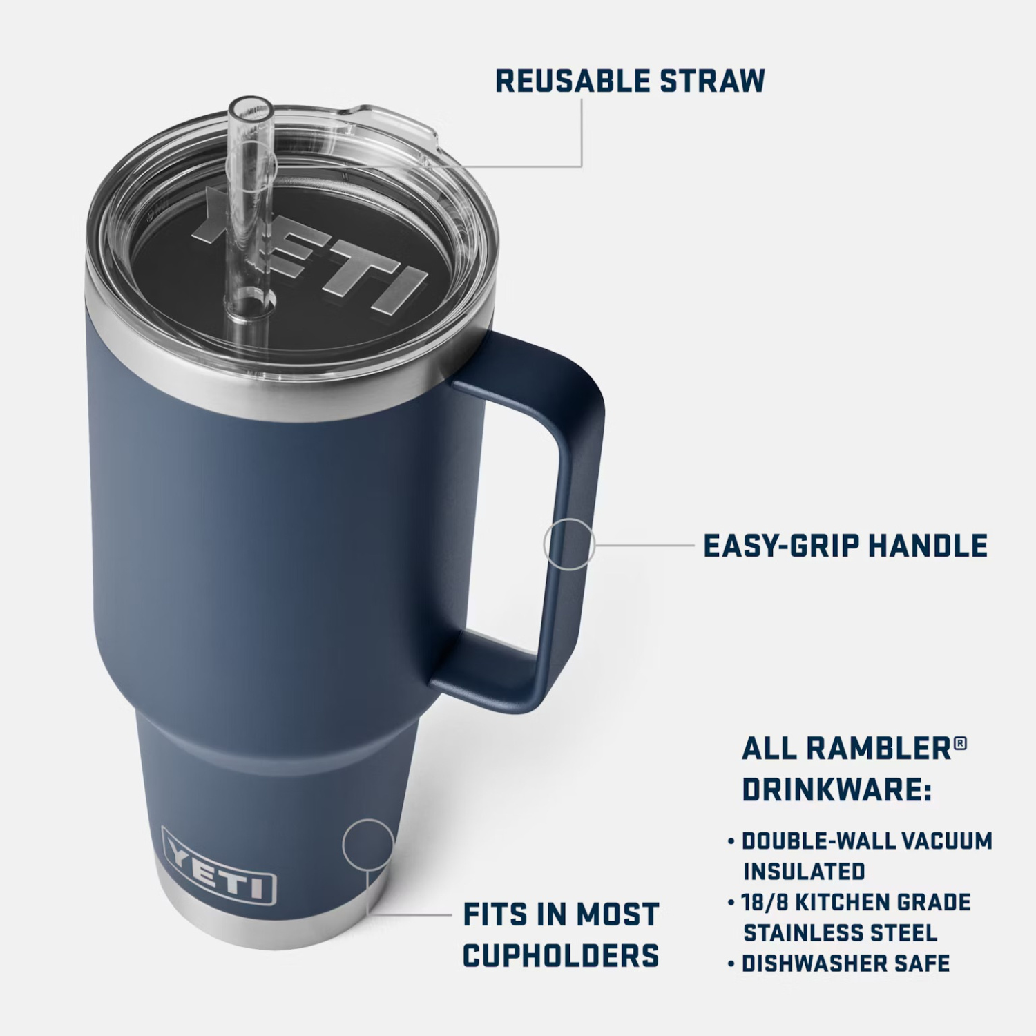 Yeti Rambler 42 Oz Straw Mug - Navy